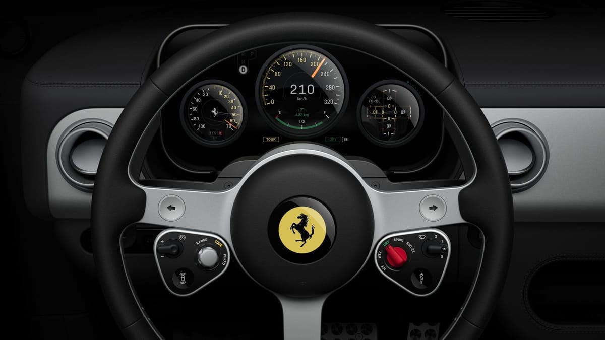 El interior del Ferrari Luce, diseñado por Jony Ive, revela un nuevo enfoque en la experiencia automotriz