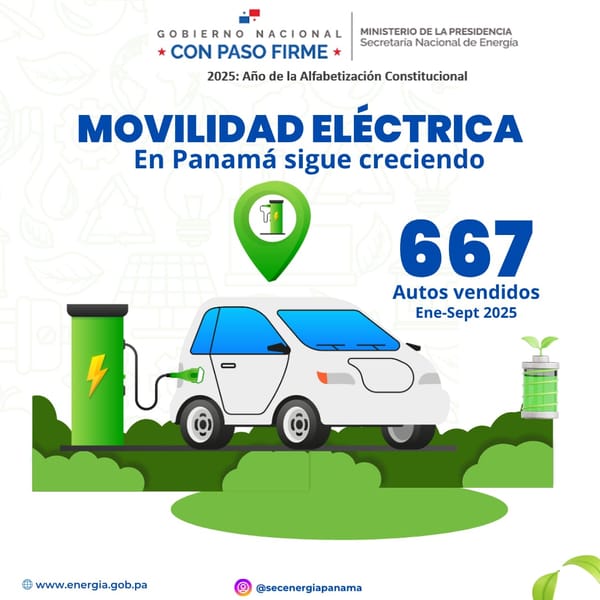 Panamá: Ventas de vehículos eléctricos en 9 meses de 2025 superan el total de 2024